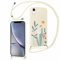 Yoedge Handykette Handyhülle für iPhone XR Hülle mit Band Kette 6,1, Smartphone Necklace Schutzhülle mit Kordel zum Umhängen TPU Stoßfest Silikon Case mit Aesthetic Muster für iPhone XR, Floret