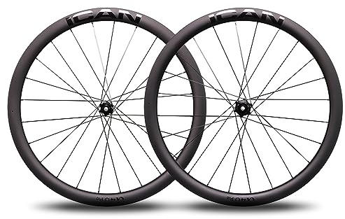 ICAN Alpha 40 Disc Pro 1564g Carbon Rennrad Disc Laufradsatz D21 Nabe (6 Klinken) Säule SA1423 Speichen 24/24 Löcher Mittelschloss Steckachse 12×100/12×142mm