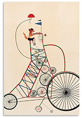 SMWY Kunstposter Fancy On A Bike Poster, dekoratives Gemälde, Leinwand, Wandkunst, Wohnzimmer, Poster, Schlafzimmer, Gemälde, 30 x 45 cm