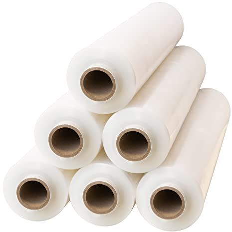 V1 Trade 6 Stretchfolie Transparent Strechfolienrolle Für Möbel - Wickelfolie - Handstretchfolie 350m | 50cm - Folie Verpackungsmaterial - Verpackungsfolie auf Rolle - Folien Für Umzug - Umzugsfolie