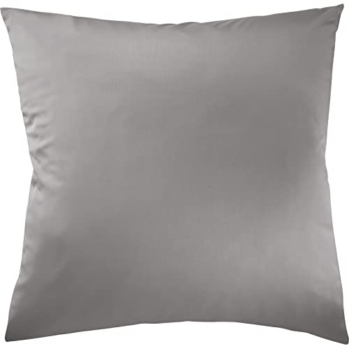 Pure Label Mako Satin Kissenbezug 50x50 cm aus 100% Baumwolle in grau - Traumhaft weiches Deko Kissen passend zu unseren Bettwäsche Sets