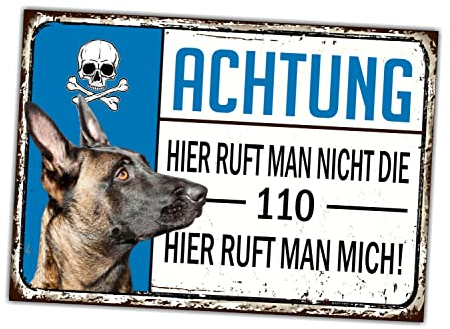 Malinois Belgian Mali Schild Achtung 110 System Türschild Hundeschild Warnschild Hund K9
