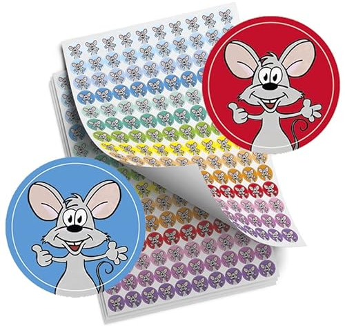 TimeTEX Belobigungs-Aufkleber Maus in Spender-Box- 500 Stück - 19 mm ø - 62651