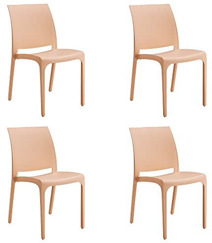 Totò Piccinni Sedia VOLGA in polipropilene design impilabile per esterno Made in Italy (4, Rosa)