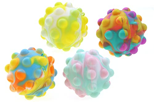 ELLUG 4er Set Pop it Ball Ø7cm, Antistressball Spielzeug für Kinder und Erwachsenen, Fidget Game, Pop-Up Ball, Squeeze Ball, Quetschball, Fidget Ball,