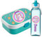 Lunchbox Set für Kinder Mädchen zur Schule Personalisiert mit Namen Brotdose Wasserflasche Trinkflasche BPA frei Essen für Unterwegs mit Gabel und Bento Fach To Go Unicorn [153]