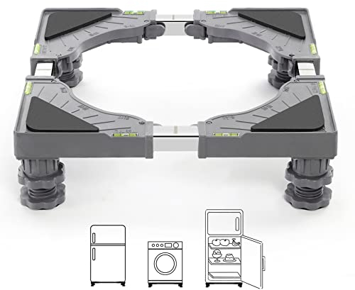 Nefish Mini Fridge Stand Adjustable Refrigerator Stand with 4 Strong Feet Universal Stand Base Washing Machine Stand Washer and Dryer Pedestals Multi-Functional Base for Appliance (Grey)