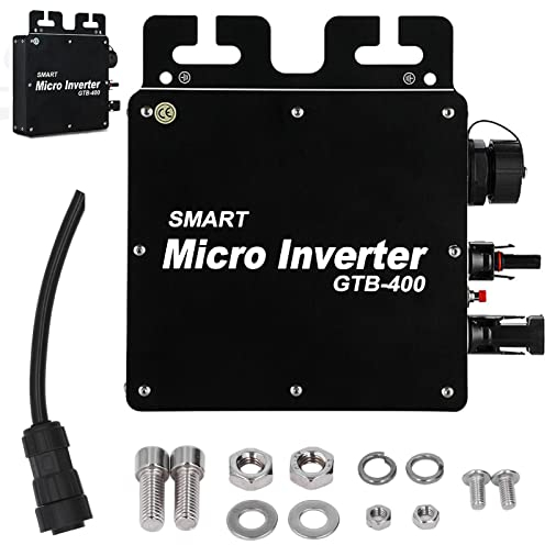 Micro-onduleur 400 W,onduleur Solaire 230 V avec Communication WiFi, Identification Automatique étanche Micro-onduleur Solaire pour Charge Solaire extérieure de Toit,Onduleur réseau (Le Noir)