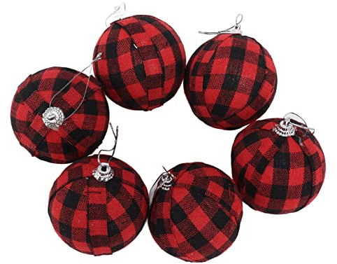 Christbaumkugeln, 70 Mm Christbaumkugeln 6 Stück Geschenkdekor für Wohnzimmer (Rot-schwarzes Karo)