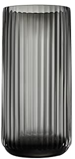 Dinyeo Kleine zylinderförmige Blumenvase aus grauem Glas für Bauernhaus, Esstisch, Tafelaufsätze, Dekoration