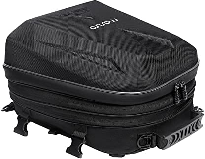 MOSISO Motorcycle Tail Bag, Motorcycle Backpack Helmet Bag with Expandable Capacity 20L-28L, Waterproof Motorbike Rear Seat Storage Luggage Tool Gear Carry Case with Handle & Rain Cover, Black