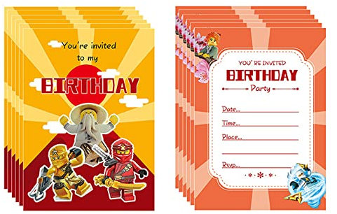 Miotlsy Partyeinladungen 10PCS Cartoon Party Einladungskarten Set Einladungszettel Kinder Party Einladungen und Geburtstagskarten Kinder Kinder Jungen Geburtstag Thema Party Einladungen