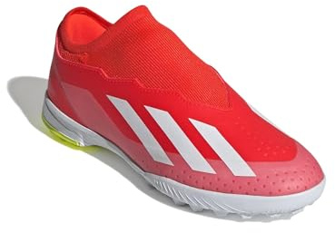adidas Unisex-Child X Crazyfast League Laceless Turf Sneaker, Solar Red/White/Team Solar Yellow, 5.5 Big Kid