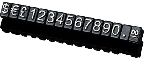 Boxonly 10PCS Digital Preisschild £ € $ Metall Preisschild Arabische Zahl Preisanzeige Tafel 3x5mm Schwarz Basis Silber Wort