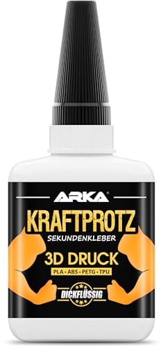 Colla gel 3D stampa 50 g – KRAFTPROTZ Supercolla XXL extra forte per PLA, ABS, PETG, TPU – trasparente, resistente all’acqua e al calore – punta anti-secchezza – accessorio 3D per maker & modellismo