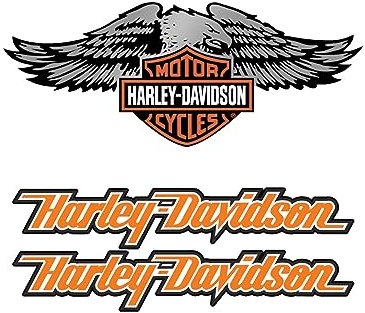 Reflektierende Aufkleber für Motorradhelm, Hommage an Harley Davidson – Pack Adler Orange (3 Aufkleber)