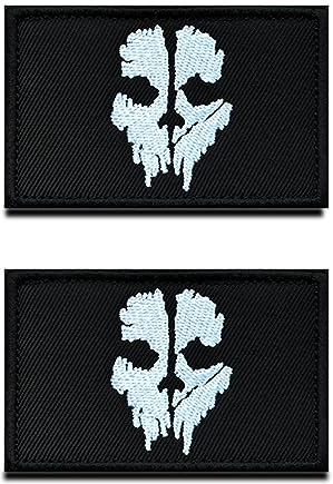 2 Stück Kompatibel mit Call of Duty der Schädel Moral bestickte taktische Militär Patches Badge Emblem Applikation für Kleidung Uniform Militärjacken Mützen Rucksäcke