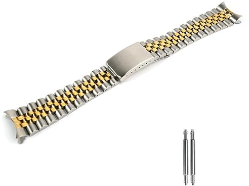 TOMIYOY Jubilee Uhrenarmband aus Edelstahl, 18 mm, 19 mm, 20 mm, massives 316L-Uhrenarmband für Rolex Seiko Uhren (20 mm, zweifarbiges Gold)