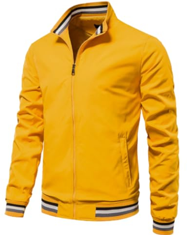 EsUkar Klassische Harrington Bomberjacke Für Herren Vintage Scooter Mantel Sommer Leichte Army Bomberjacke Mit Durchgehendem Reißverschluss Windjacke S 3XL Gelb XL