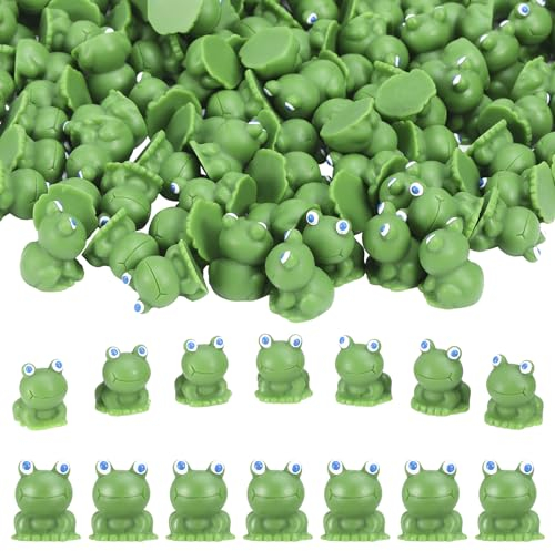 50 Stück Mini Harz Frosch Figuren,Mini Frösche,Fairy Garden Miniatur Moos Landschaft,Niedliche Grüne Frösche für Feengarten,DIY Heim Dekoration,Terrarium,Basteln