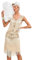 VILOREE Retro 1920er Damen Flapper Kleider voller Pailletten V-Ausschnitt Great Gatsby Motto Party Beige (56) L