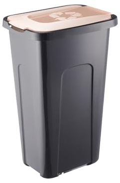 PAFEN Großer Mülleimer 30l mit Deckel – Abfallbehälter 550 x 275 x 370mm - Abfalleimer für Trennen Abfalltonne Mülltrennung Abfallsammler, Braun