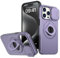 Rdyi6ba8 Coque Compatible avec iPhone 15 Pro, Cache-Objectif Coulissant, Protection Caméra Étui, avec Anneau Rotatif à 360° comme Support Housse pour iPhone 15 Pro-Violet