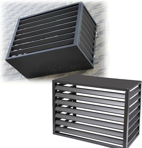 Gvqng Aluminio Cubierta De Aire Acondicionado, Aire Acondicionado Valla De Privacidad Pantalla Decorativa, Todos Los Climas Cubiertas De Aire Acondicionado Antirrobo,Negro,100 * 50 * 70cm