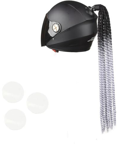 MotorradHelm Zöpfe, 21,6 Zoll Rampe Motorradhelm Pferdeschwanz Helm Zöpfe Geflochtener Mehrfarbige Dazzle mit Saugnapf für die Dekoration Jedes Helms (Helm Nicht im Lieferumfang Enthalten)