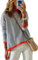 Cuptacc Pullover Damen Herbst Gestreiftes Langarmshirt Casual Oberteile Damen Rundhalsausschnitt Baumwolle Pulli Dunkelblau 2XL 50-52