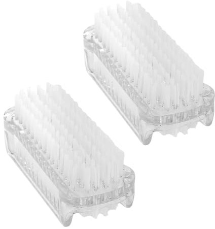 2 Stück Doppelseitige Handbürste Nagelbürste Hart Transparent Handwaschbürste Kunststoff Fingernagelbürste Nagelbürsten für Reinigung von Hand Nagel Bad Waschbecken