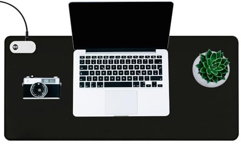 CLIUNT Beheizte Schreibtischunterlage, 80 x 33 cm Tischunterlage Beheizte, Mauspad mit Funktion Heizung, mit 3 Heizstufen & 3 Stunden Automatischer Abschaltung, für PC/Laptop/Zuhause/Büro (Schwarz)