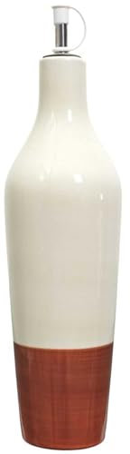 HOME DECO FACTORY, KA0540, Huilier en céramique Bicolore élégant pour huiles et vinaigres, capacité 670 ML, Design Moderne et Pratique, idéal pour la Cuisine et la Table, Orange, Blanc