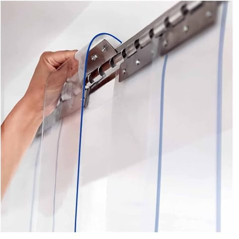 DTVEW Transparenter Türvorhang Aus Kunststoff, Wasserdichter Türvorhang Aus Vinyl, 2mm PVC-Streifenvorhang Türvorhang für Kühlräume, Thermovorhang(1.5x2.4m)
