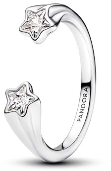 PANDORA Moments Sternschnuppen Offener Ring aus Sterling Silber mit Zirkonia, Größe: 52, 193582C01-52