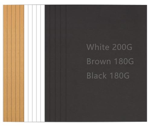YSDMY 60Stück Postkarten Blanko A4 Kraftpapier 21 x 29,7 cm Kraftkarton zum Drucken 180-200g/m² Blanko Karten Postkarten Karteikarten Papier Karten für DIY Kreative Bastelprojekte (Schwarz/Weiß/Braun)