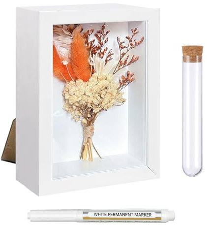 TAIHOBO Marcos con Profundidad, 12x17cm Marco con Profundidad, Marco de Fotos 3D, Marco de Objeto Rellenable con Ramo de Flores Secas Tubos de Ensayo Rotuladores, para Pared Mesa Bricolaje Decoración