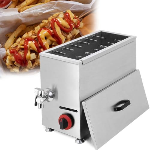 GESAIDES 21L Commercial Korean Corn Cheese Hot Dog Gas Frying Machine, Deep Fryer, Large Capacity, Sausage Frying Equipment, 12 Hooks