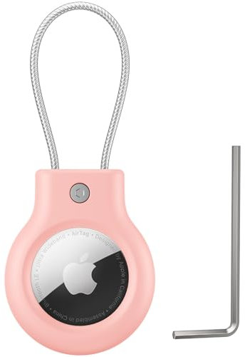Apple AirTag Cover Secure Holder con Cavo Metallico, Custodia Protettiva Portachiavi Accessorio per Chiavi, Bagagli, Animali Domestici, Case durevole con Blocco Chiave Allen Sistema