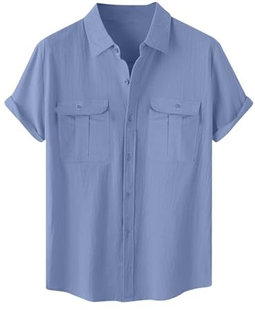 Générique Chemisette Homme Chemise Été Dégradé Mode Teeshirt Mode Léger Tshirt Doux Confortable Tee Shirt Extensible T-Shirts Respirant Vêtements Mes Commandes en Cours De Livraison Bleu 5XL