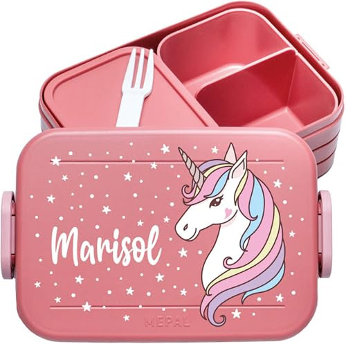 4youDesign | Personalisierte Kinder Brotdose Midi Rosa mit Namen - Lunchbox Einhorn Motiv für Kindergarten & Schule - Brotzeitdose Mädchen Junge