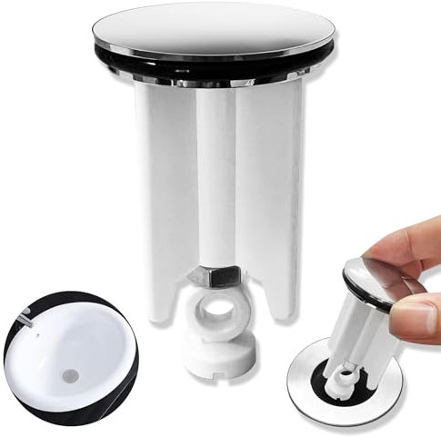 1 Pcs Tapón de Lavabo Universal,Tapones de Desagüe de Fregadero,Tapa del Fregadero de elevación,Tapón de Lavabo Ajustable,Tapa de Fregadero Blanco,Adecuado para lavabos y baños de baño (40mm,Blanco)