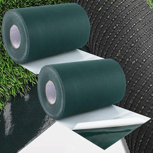 DAJAVE 2 Stück Klebeband für Kunstrasen 15cm x 10m Kunstrasenband selbstklebend, Kunstrasenband Künstliches Grasband für Verbindung, Befestigung, grüner Rasenteppich, Verbindung von Kunstrasen-Teppich