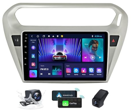 ZZPHKK Android 14 Autoradio Stereo Carplay für Peugeot 301/Citroen C-Elysee 2012-2016 9,5 Zoll 2K Touchscreen Radio mit Android Auto 4G WiFi BT 5.0 FM/RDS Lenkradsteuerung+Rückfahrkamera(M100CP)