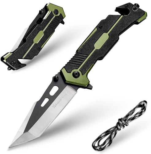 TobeedFnuuy Couteaux Pliants, 3 en 1-Couteaux de Survie Multiusages, Portable Couteau pliant d'extérieur, Poignée Antidérapante, Couteau de Poche, Camping Randonnée (B)