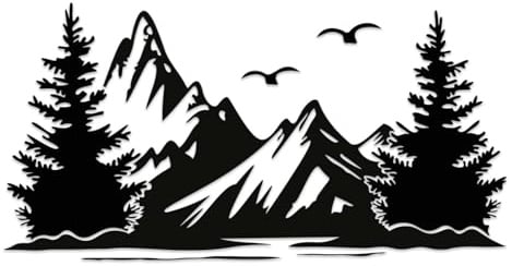 Finest Folia Aufkleber Set Berge mit Bäumen 95x48,8cm Autoaufkleber Bergpanorama Sticker für Auto Wohnwagen Bus Wohnmobil selbstklebend wetterfest KX099 (Berge Schwarz, Bäume Schwarz)