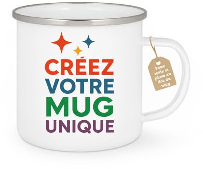 quotedazur Café-Croissant - Mug Personnalisable Homme Femme Photo Écriture Phrase Texte Logo Dessin Motif Tasse Café Personnalisée Recto Verso Prénom Cadeau Anniversaire Collègue Retraite