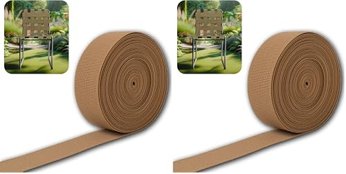 IPEA Correa elástica de decoración Exterior para sillas de jardín, tumbonas, sillones, balancín, salón, tapicería, 10 Metros, Banda de tracción para Asientos respaldos, 50 mm, Color Beige