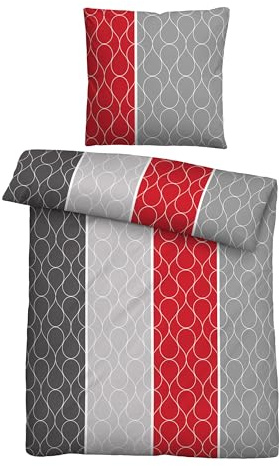 Traumhaft schlafen - Castell - Markenbettwäsche Polycotton Renforce 135x200 cm, 50% Baumwolle / 50% Polyester, strapazierfähig, Reißverschluss, Sommerbettwäsche, Streifen, grau, Modell 0460128