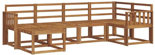 vidaXL Outdoor-Sofagarnitur 6 pcs Natur, Outdoor-Sofa-Set, Moderne Terrassenlounge, langlebige Gartenmöbel, modular, Terrassensitzmöbel